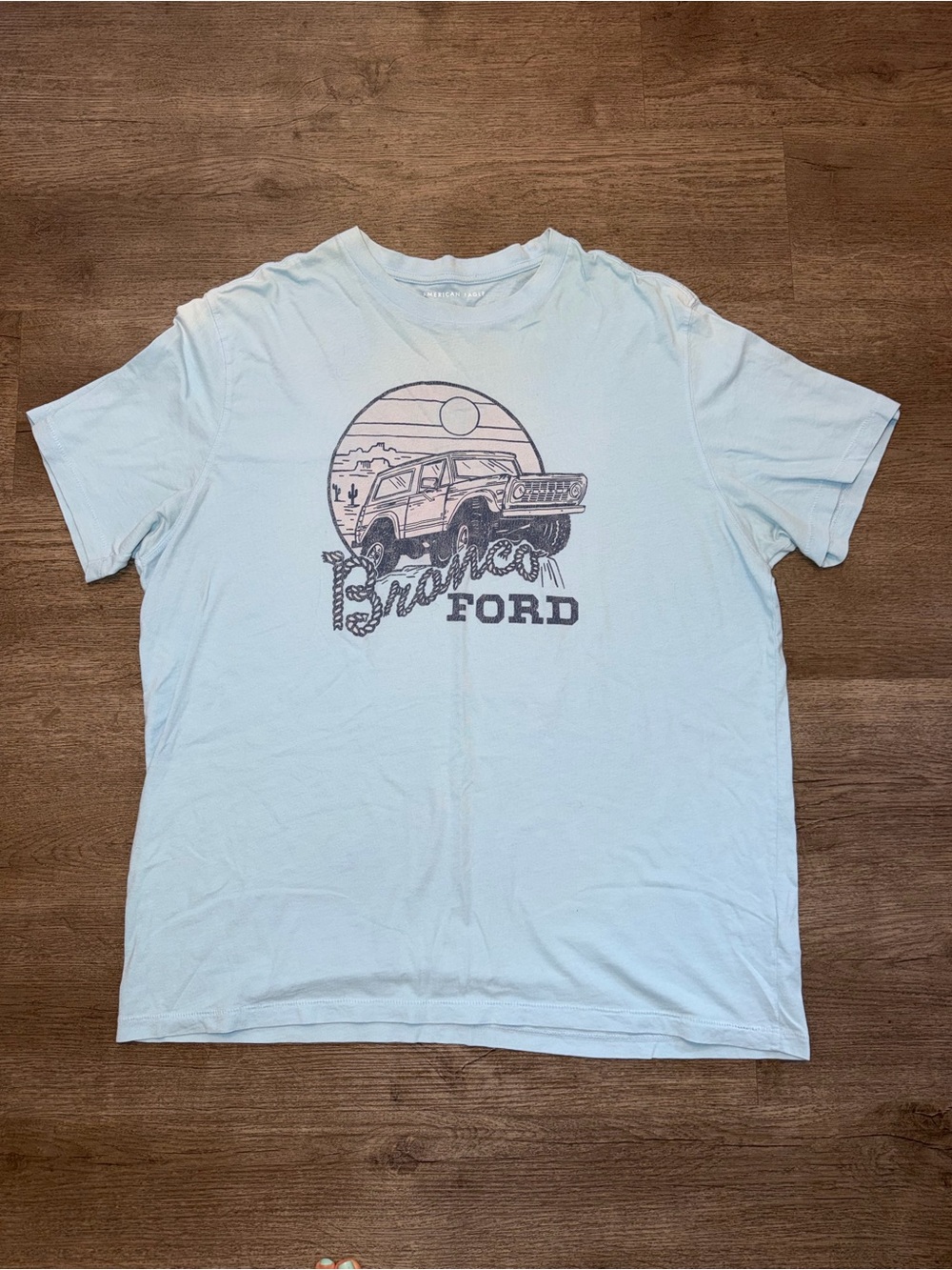 American Eagle Outfitters Pale Blue Bronco Ford Graphic Tee